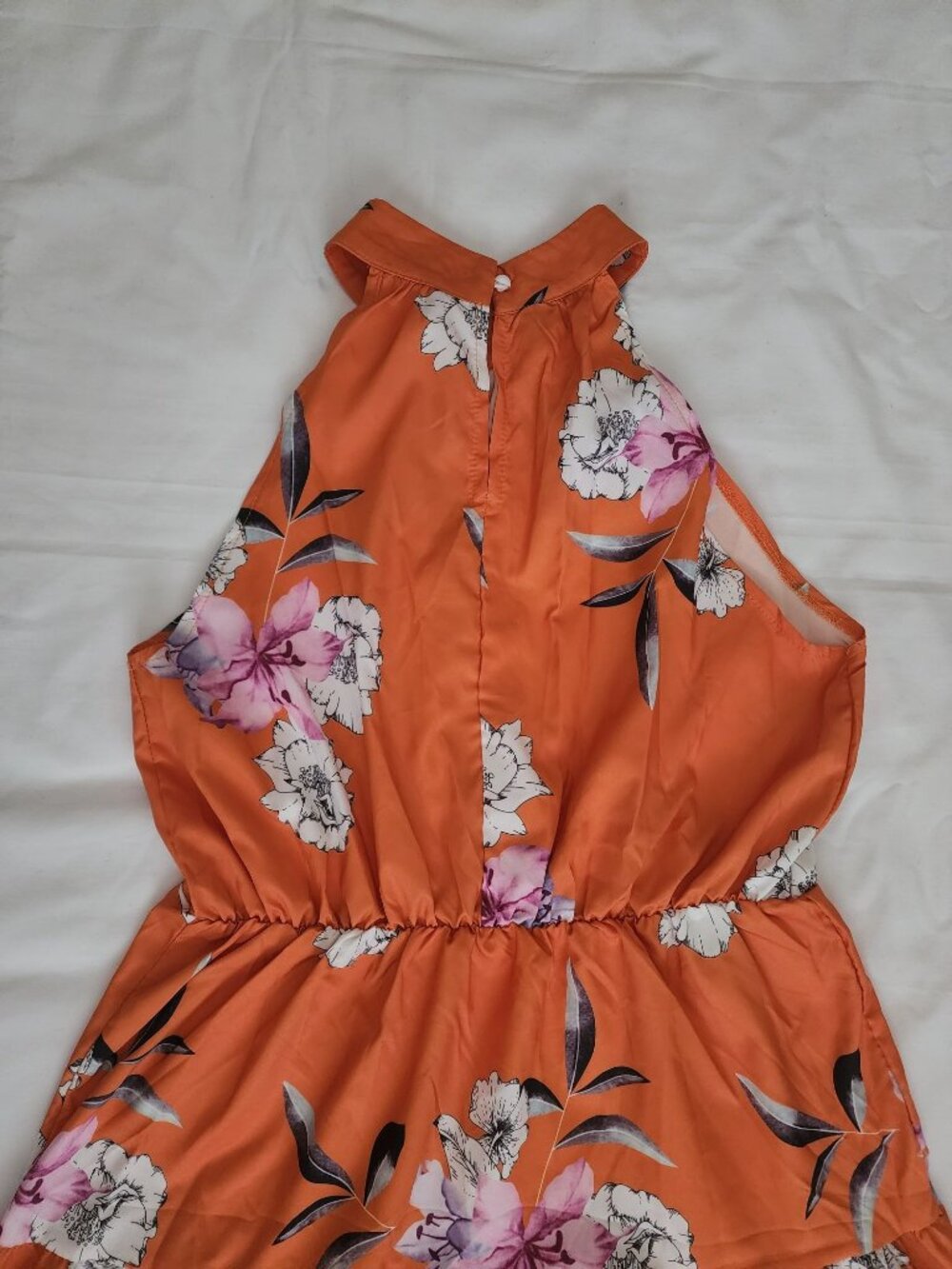 SHEIN Women's Floral Print Halter Long A-Line Dress Orange/Multi Size Medium‎ - Picture 5 of 11